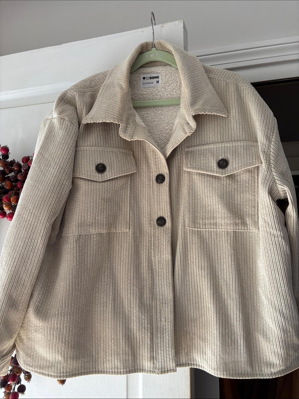 Cisco Cream Corduroy Sherpa-Lined Utility Jacket